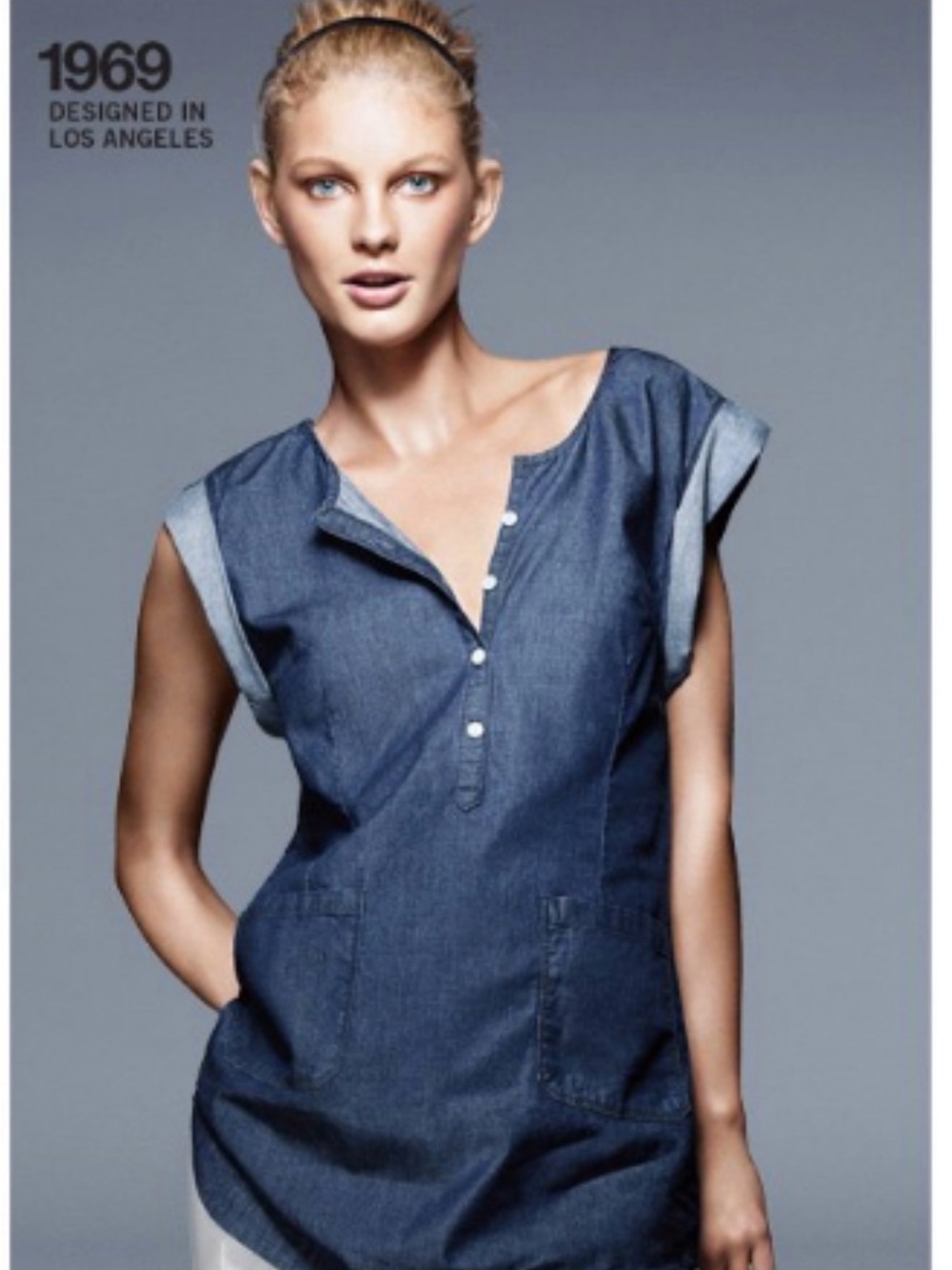 Gap 1969 Vintage Casual Indigo Denim Tunic with Front Pockets